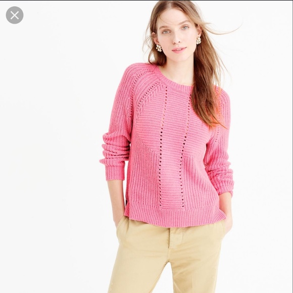 J. Crew Sweaters - J.Crew Pink Wool-blend Pointelle Cable Sweater XL